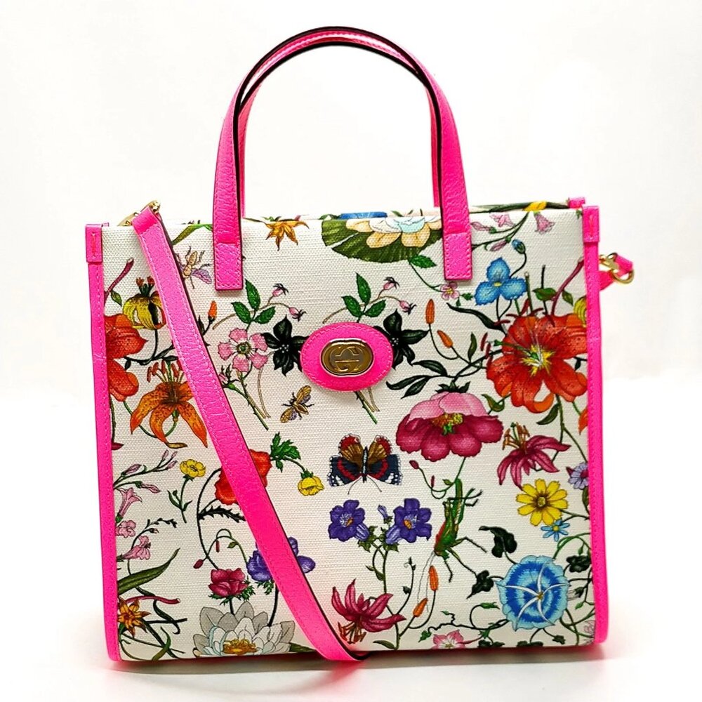 Gucci Tote Bag White Canvas 800-042425